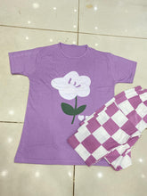 PURPLE NIGHT DRESS FLOWER PRINTED IN COTTON FABRIC